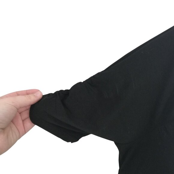 Boden Ruched Front Jersey V Neck Black Midi Dress Size 8R Stretch Short Sleeve - Picture 9 of 12